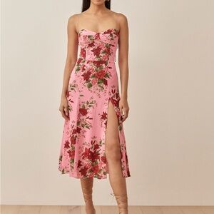 Reformation Juliette Dress in Valeria Pink Floral Midi
